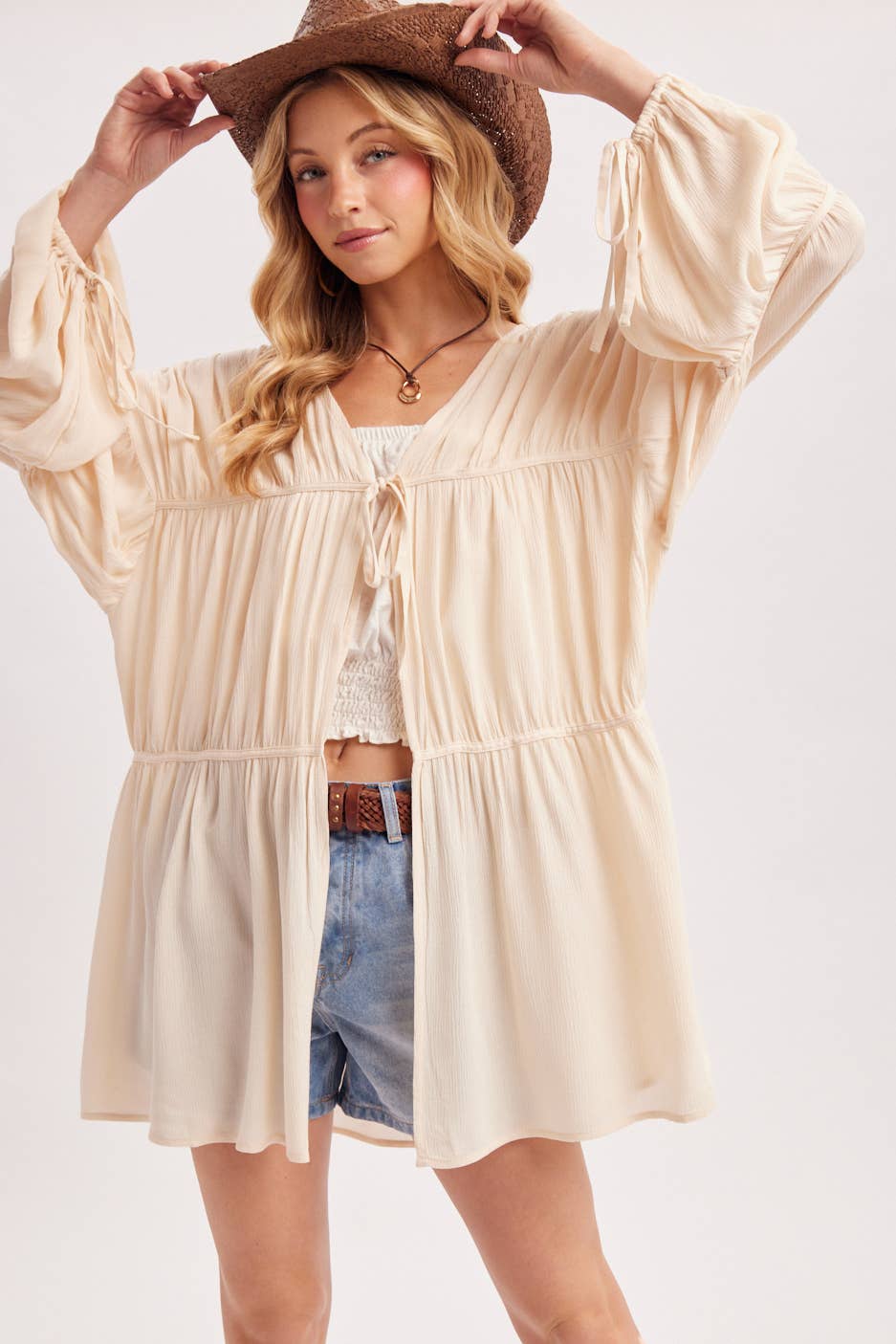 LIGHTWEIGHT BOHO OVERSIZED BALLOON SLEEVE KIMONO