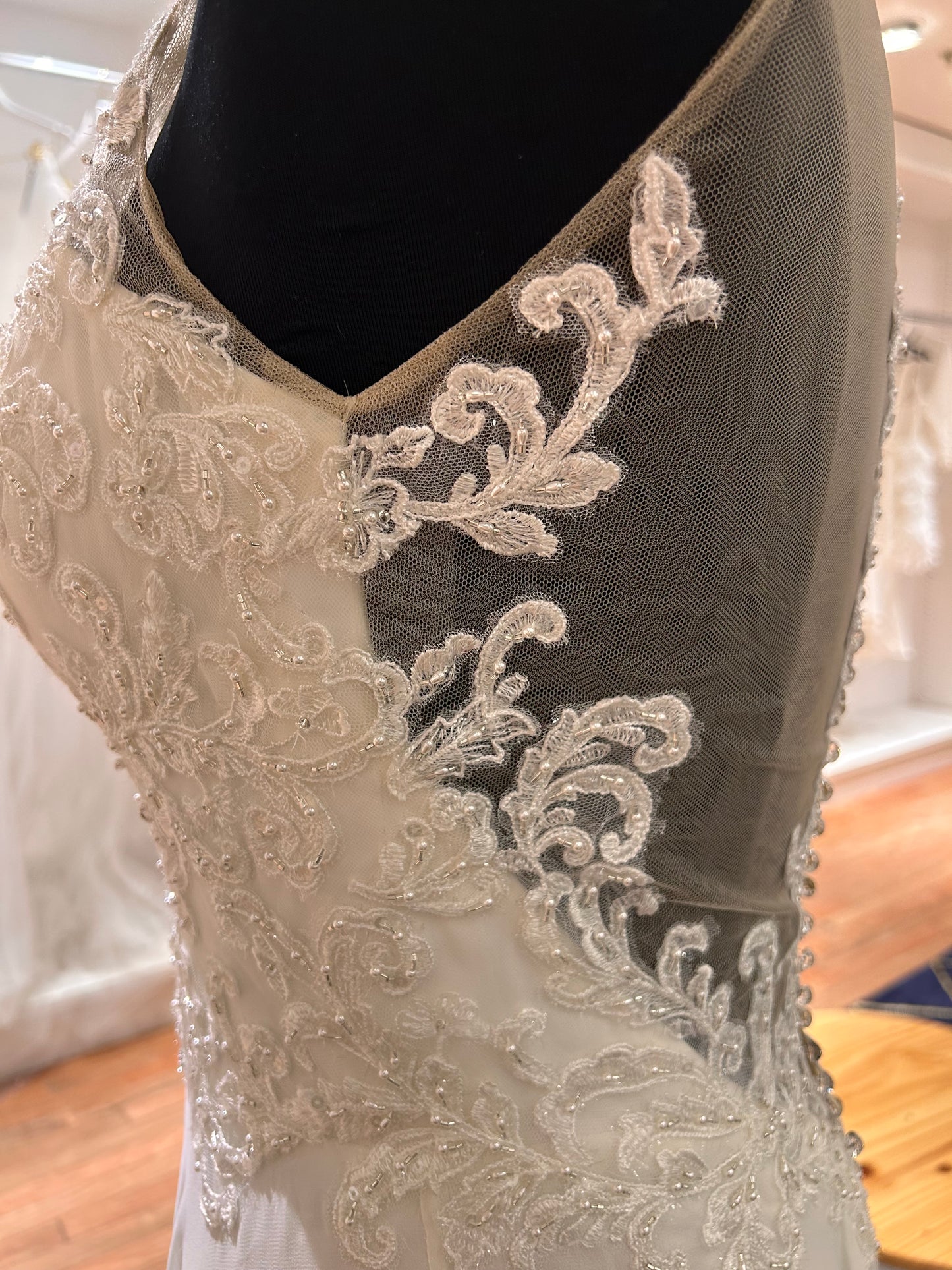 Savannah by Sean Philip A-line Lace Illusion Neckline