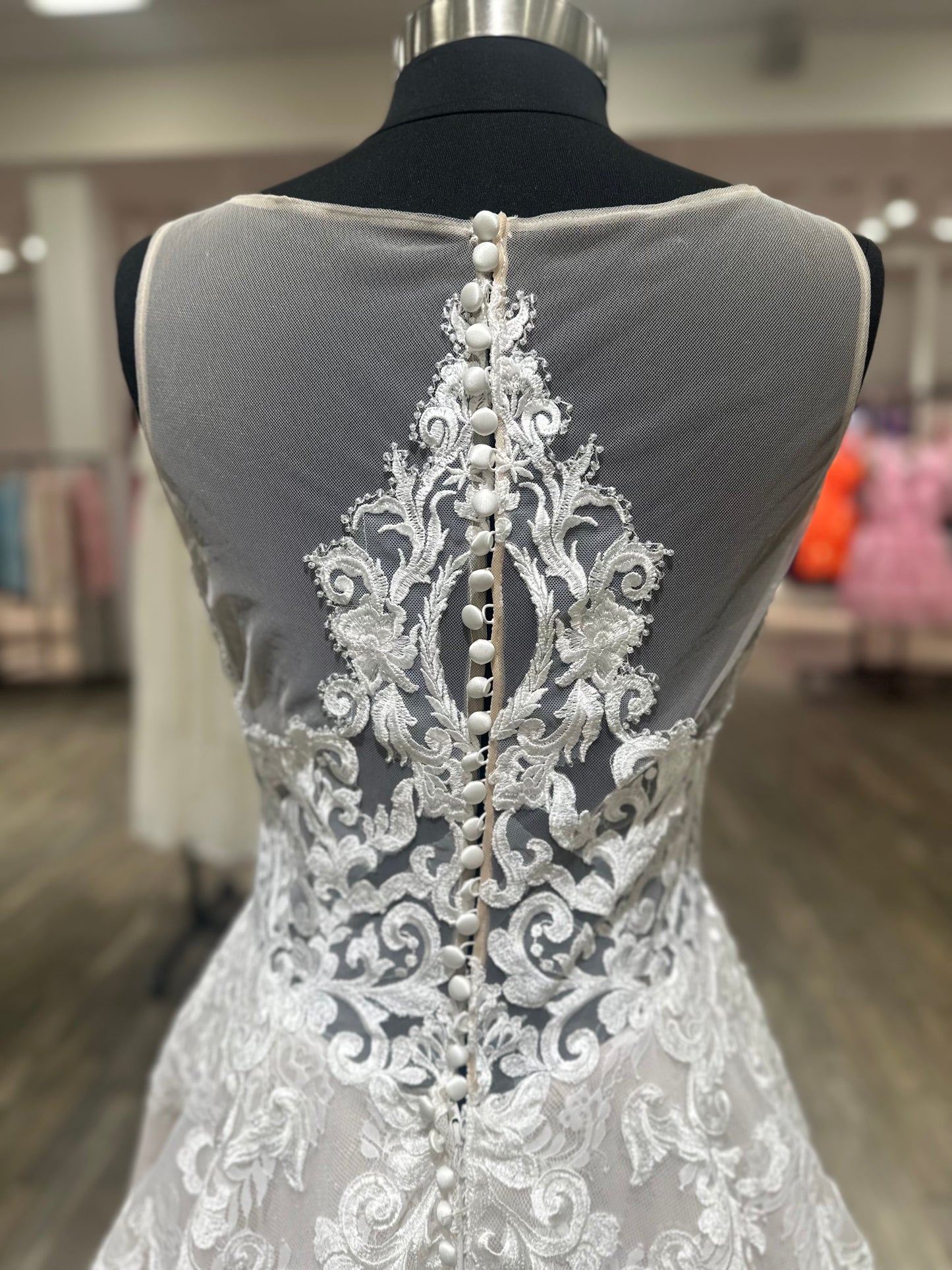 "Mia" Ballgown Sleeveless Lace Champagne Wedding Dress by Sean Philip Bridals