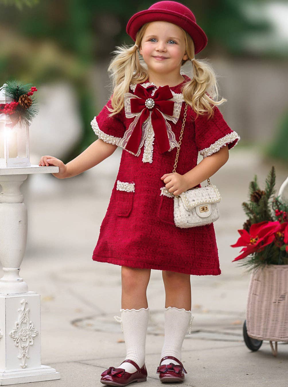 Cozy Meets Chic Burgundy Tweed Dress