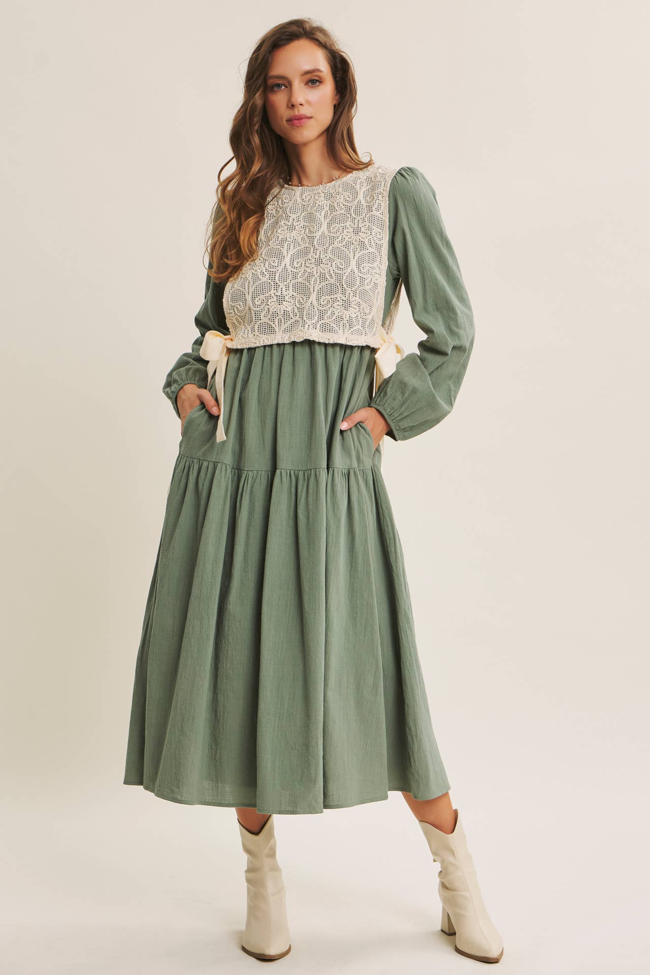ROMANTIC WALKTHROUGH THE CITY CROCHET OVERLAY MAXI DRESS