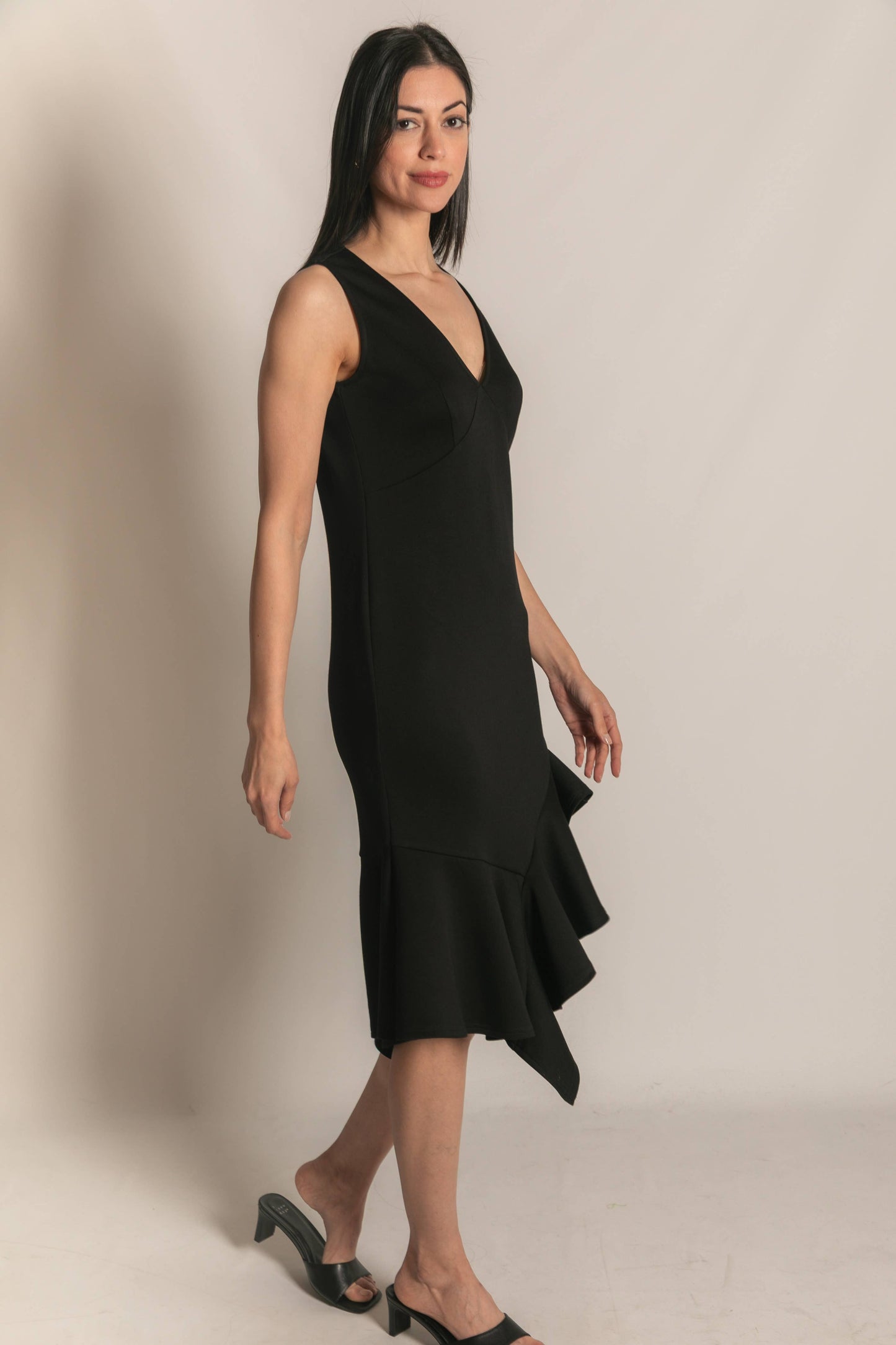 P. CILL Butter Modal Ruffle Bottom Sleeveless Midi Dress