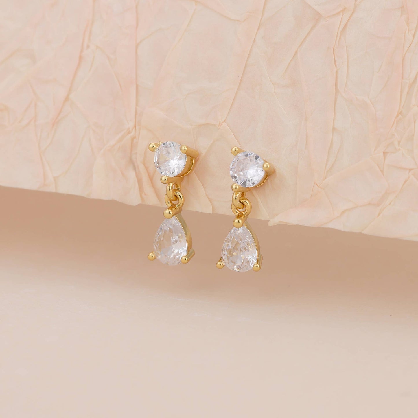 CZ Diamond Gold Dangle Earring