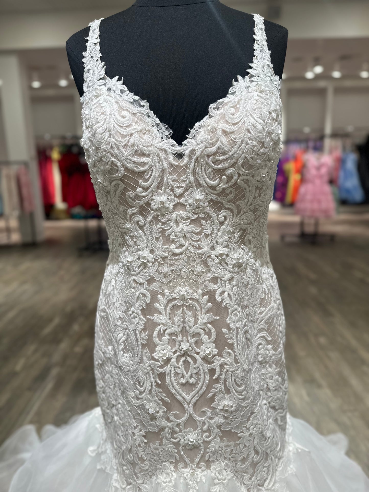 "Lunaria" Sleeveless Organza Sparkle Lace Wedding Dress by Maggie Sottero