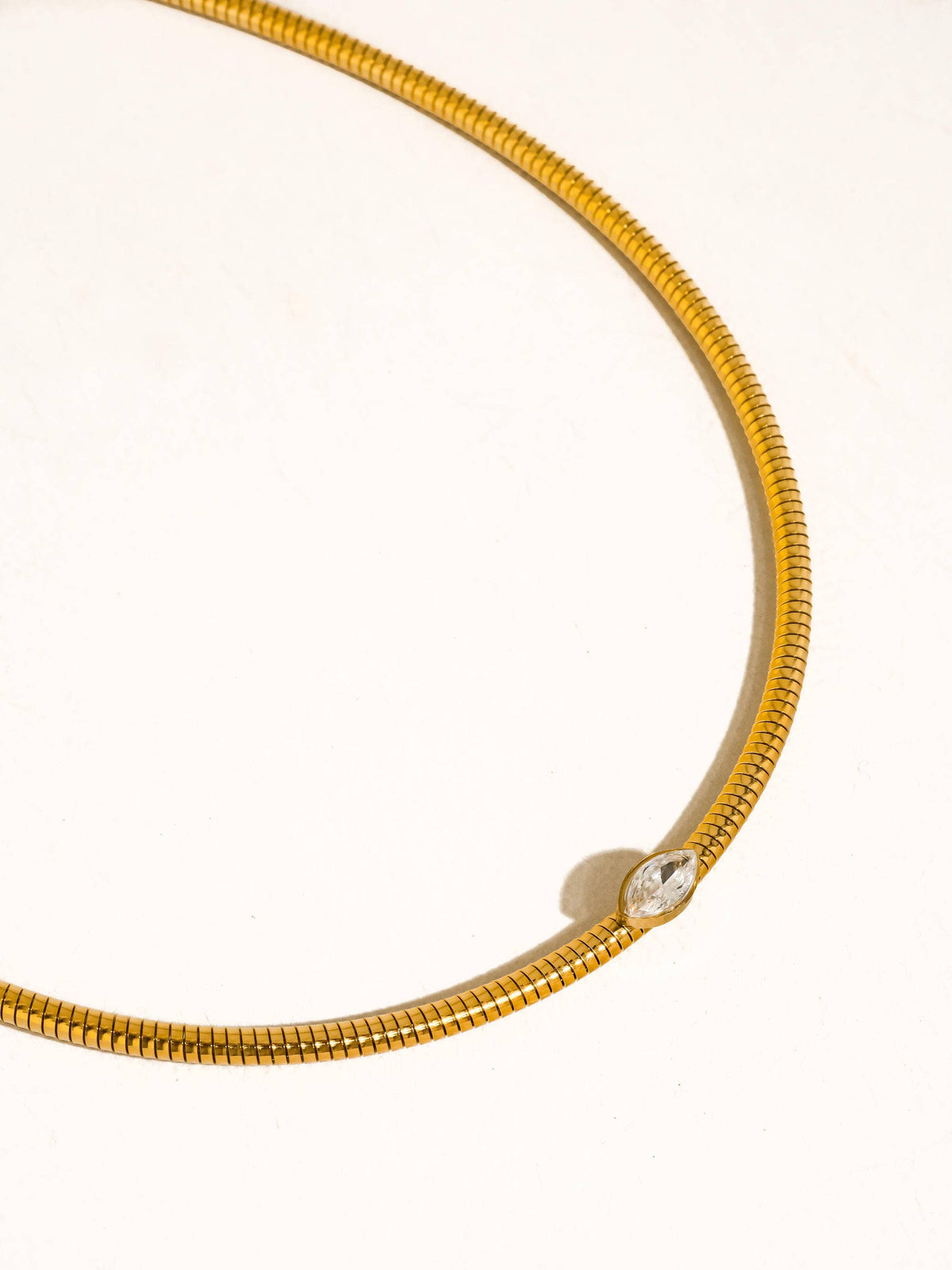 Olwen 18K Gold Non-Tarnish Marquise CZ Snake Chain Choker