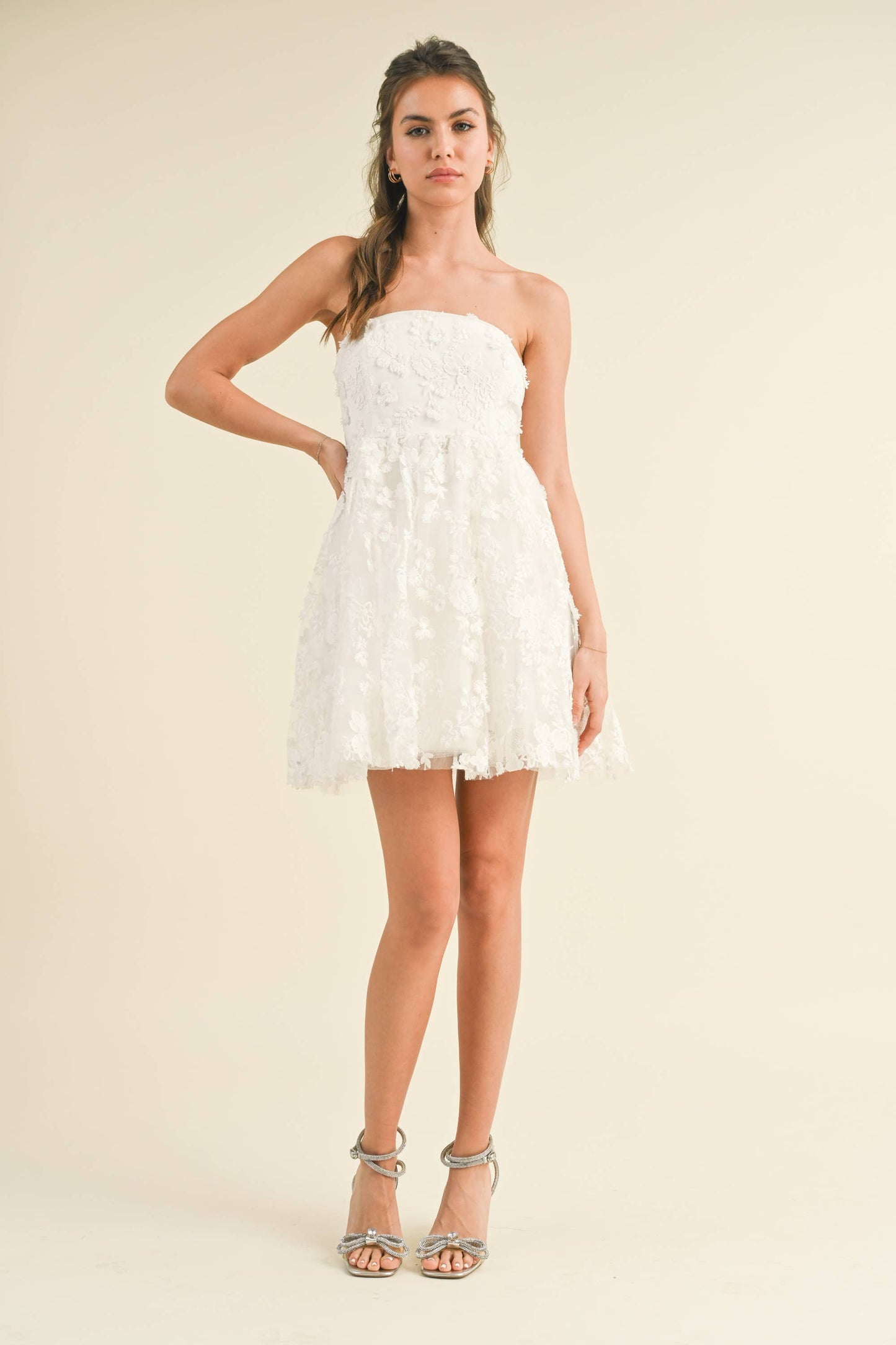Textured Floral fabric A-Line Tube Dress