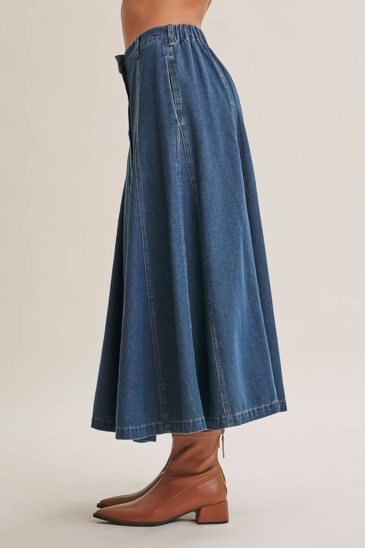 Vintage Wash Button Down Denim Skirt