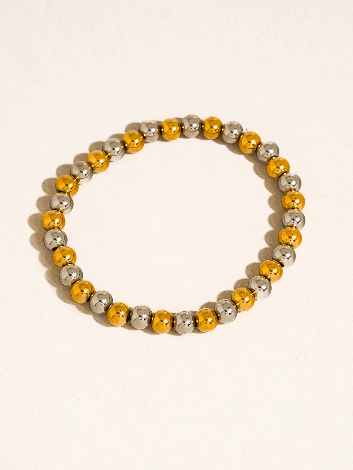Perlisse 18K Gold Non-Tarnish Two Tone Beaded Bracelet