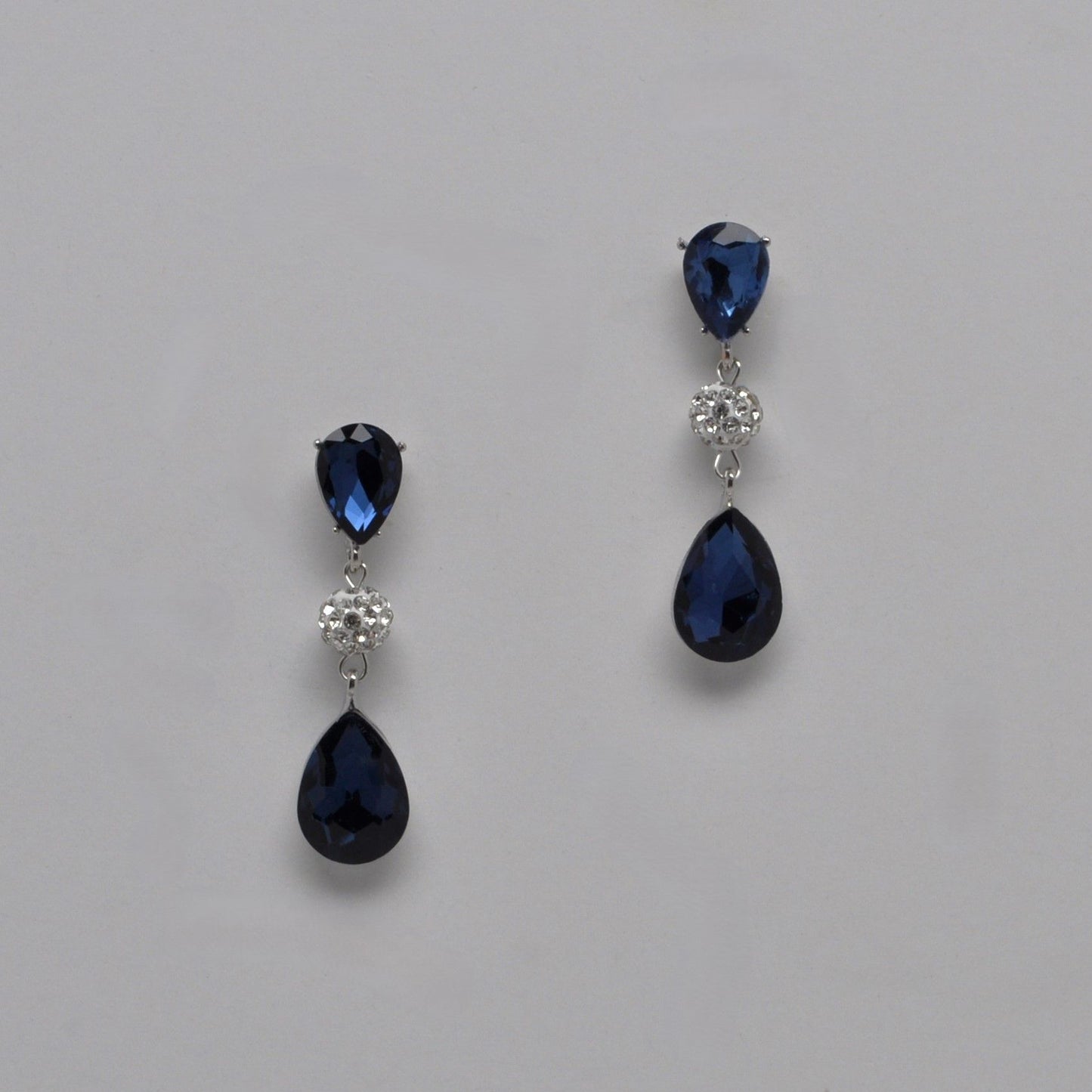 Teardrop Deep Blue Sapphire Crystal Teardrop Earrings