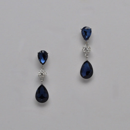 Teardrop Deep Blue Sapphire Crystal Teardrop Earrings