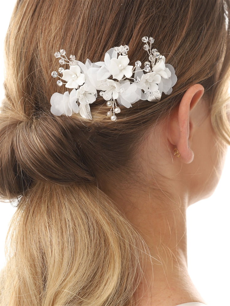 Bridal Hair Stick Pins with Ivory Resin Flowers and Pearls - Set of Three Hair Sticks   Additional Photos:     Bridal Hair Sticks with Ivory Resin Flowers, Ivory Pearls and Fabric Leaves - Set of 3 Hair Sticks