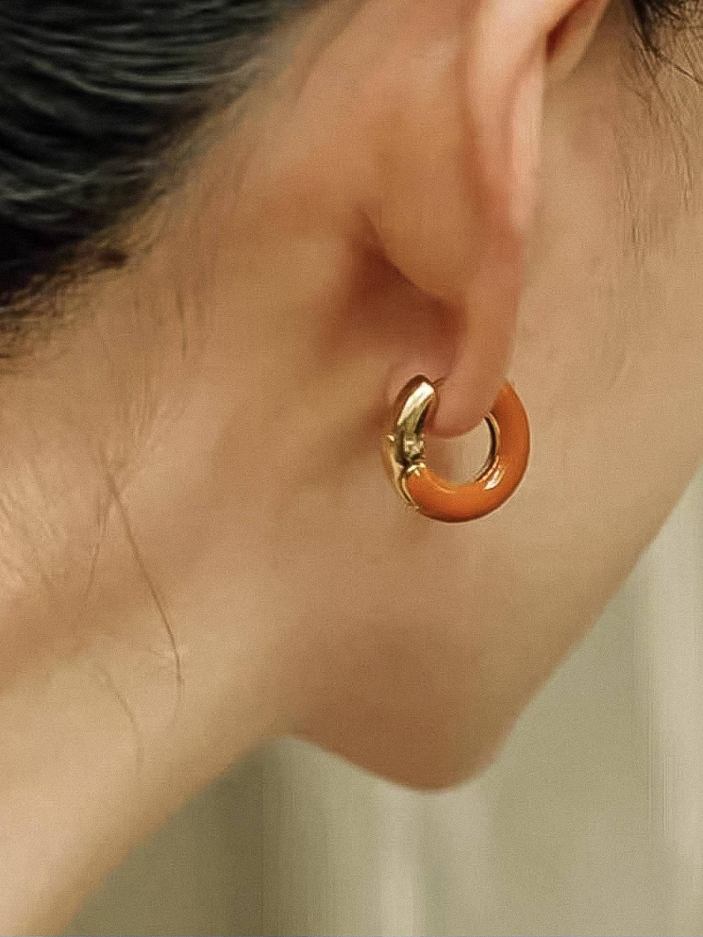 Odessa 18K Gold Vintage Enamel Hoop Earrings
