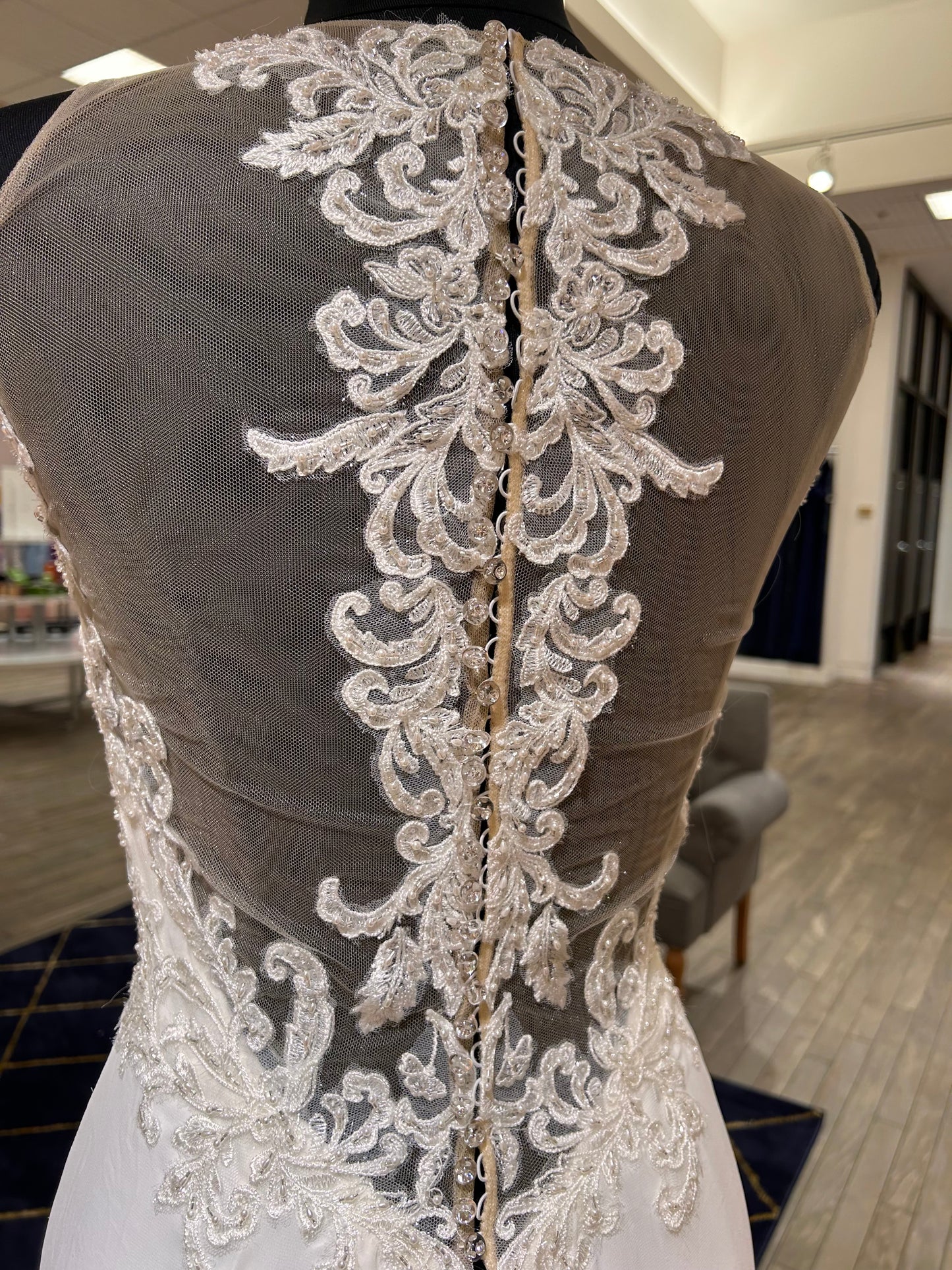 Savannah by Sean Philip A-line Lace Illusion Neckline