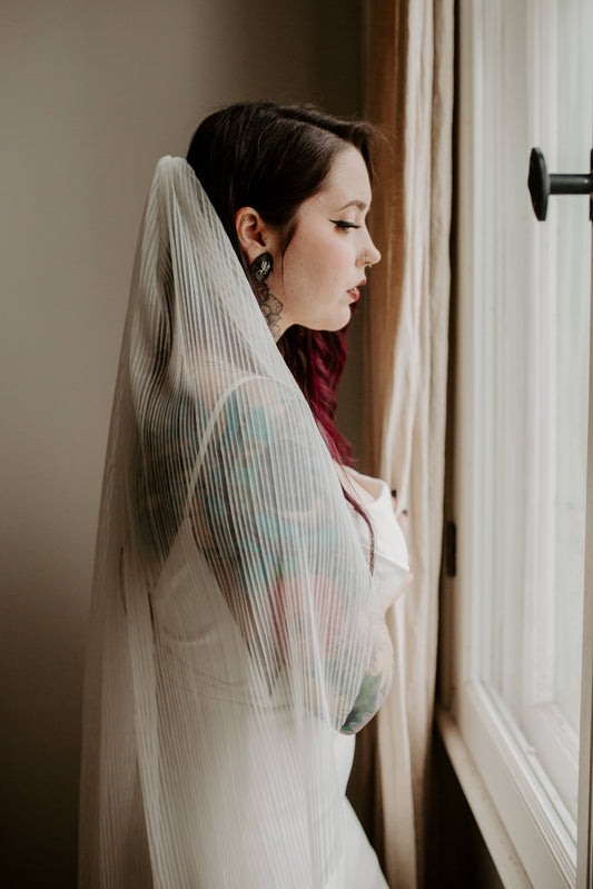 Ruffled Rose Veils - Pleated Tulle Veil