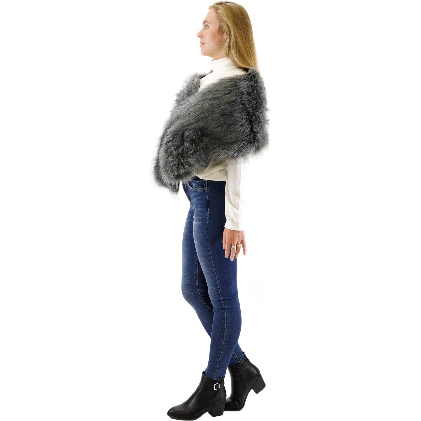 Faux Fur Shawl Wide