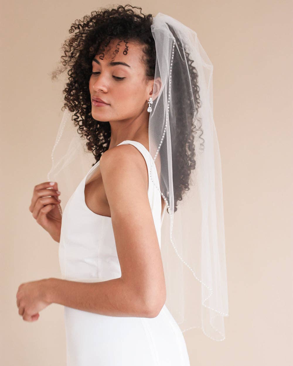 Simple Pearl Edge Wedding Veil
