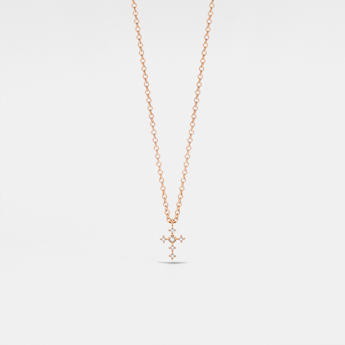 Tiny Small Gold Cross Charm Necklace in 925 Sterling Silver