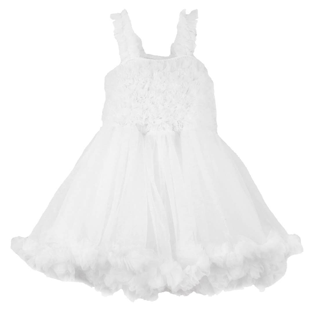 Girls White Tulle Sleeveless Princess Petti Dress