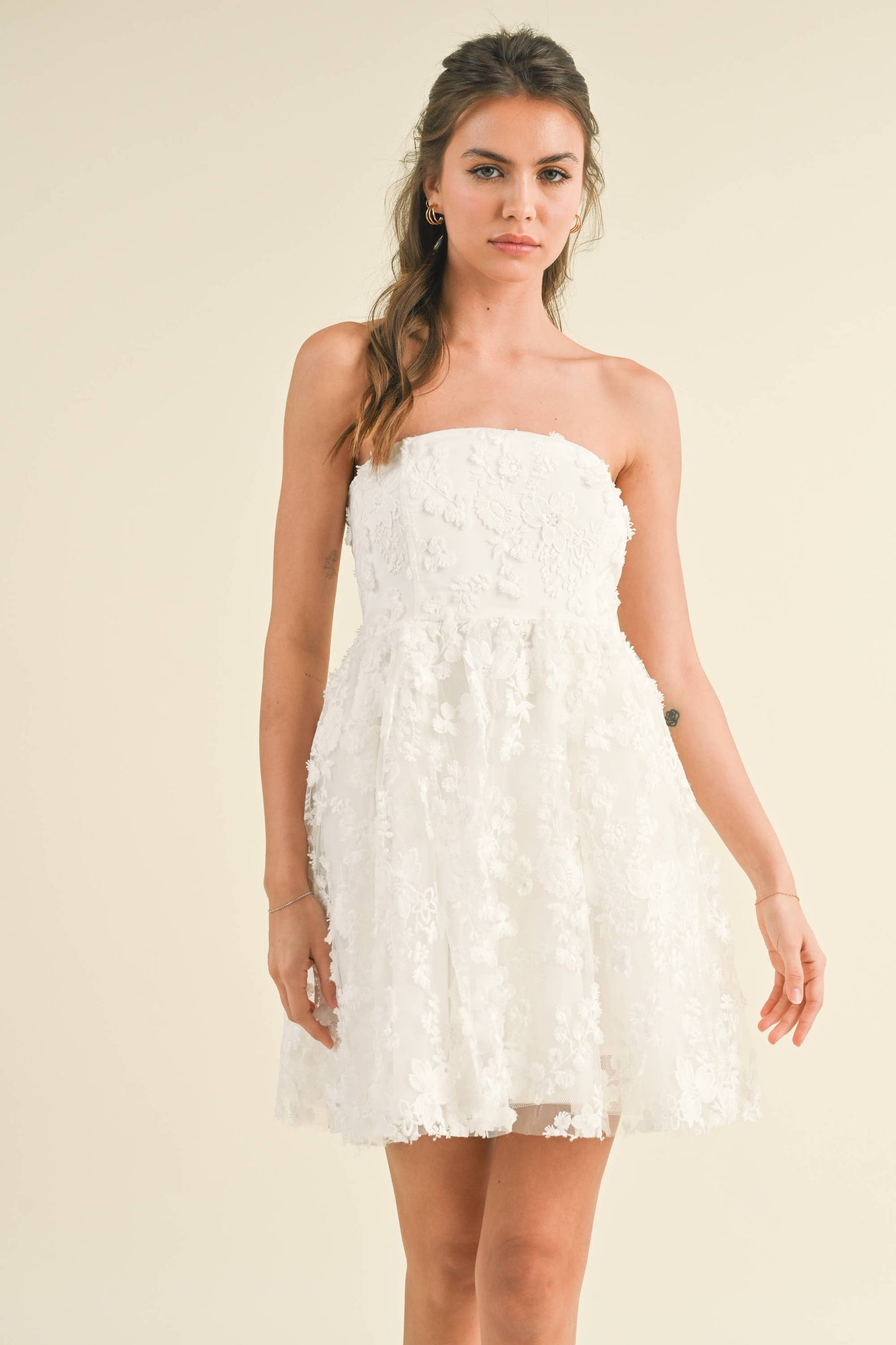 Textured Floral fabric A-Line Tube Dress