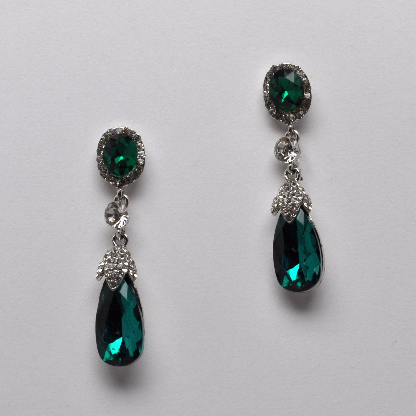 Emerald Oval Teardrop Earrings