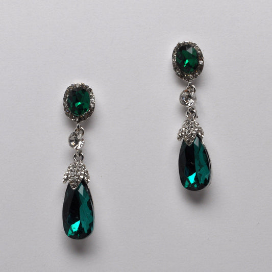 Emerald Oval Teardrop Earrings