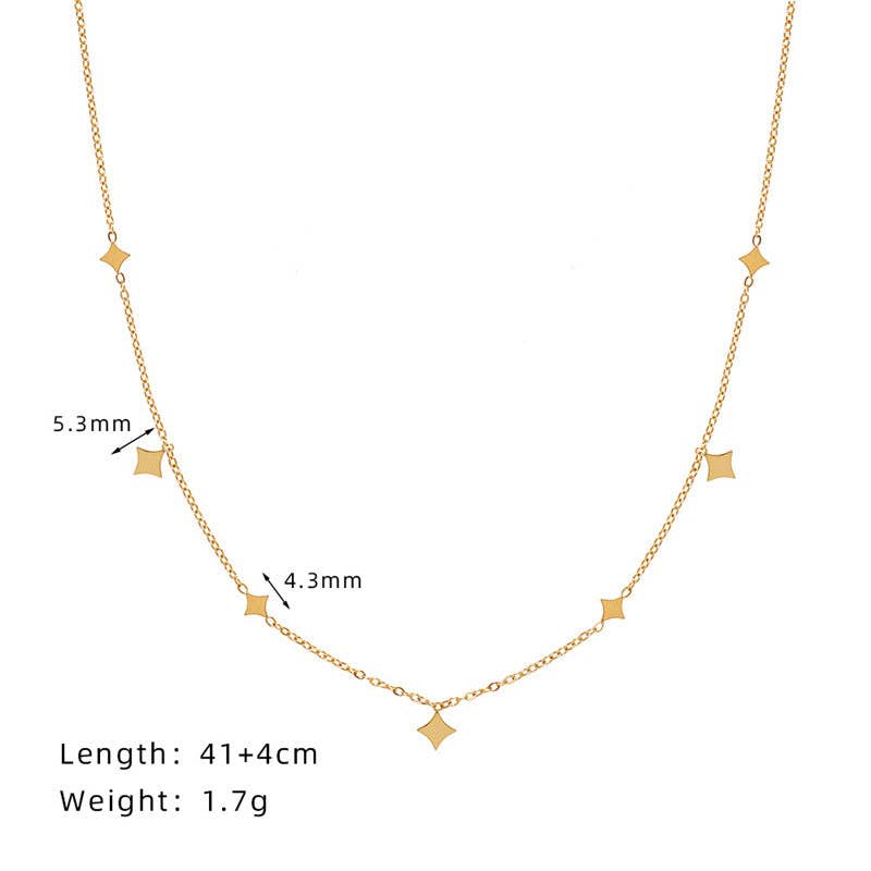Dainty Star Layering Station Necklace in Stainless Steel