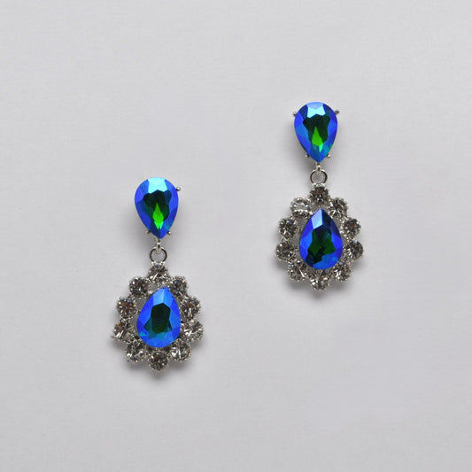 Blue Topaz AB Pearl Shape Earrings