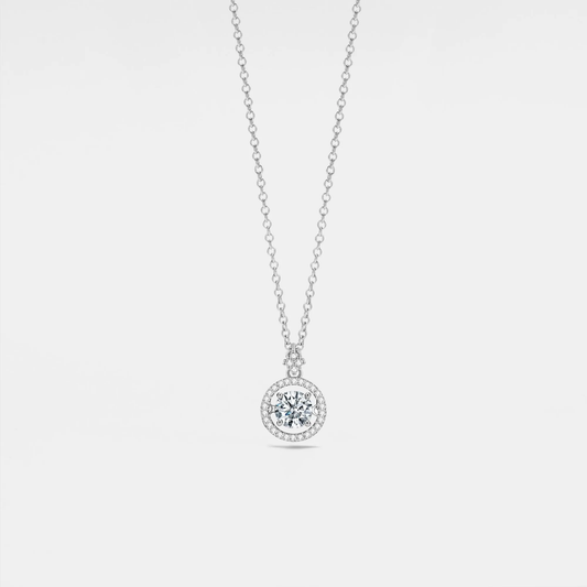Dancing Moissanite Charm Necklace in 925 Sterling Silver