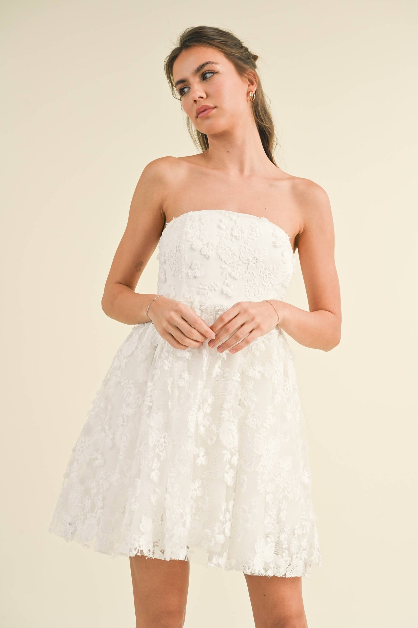 Textured Floral fabric A-Line Tube Dress