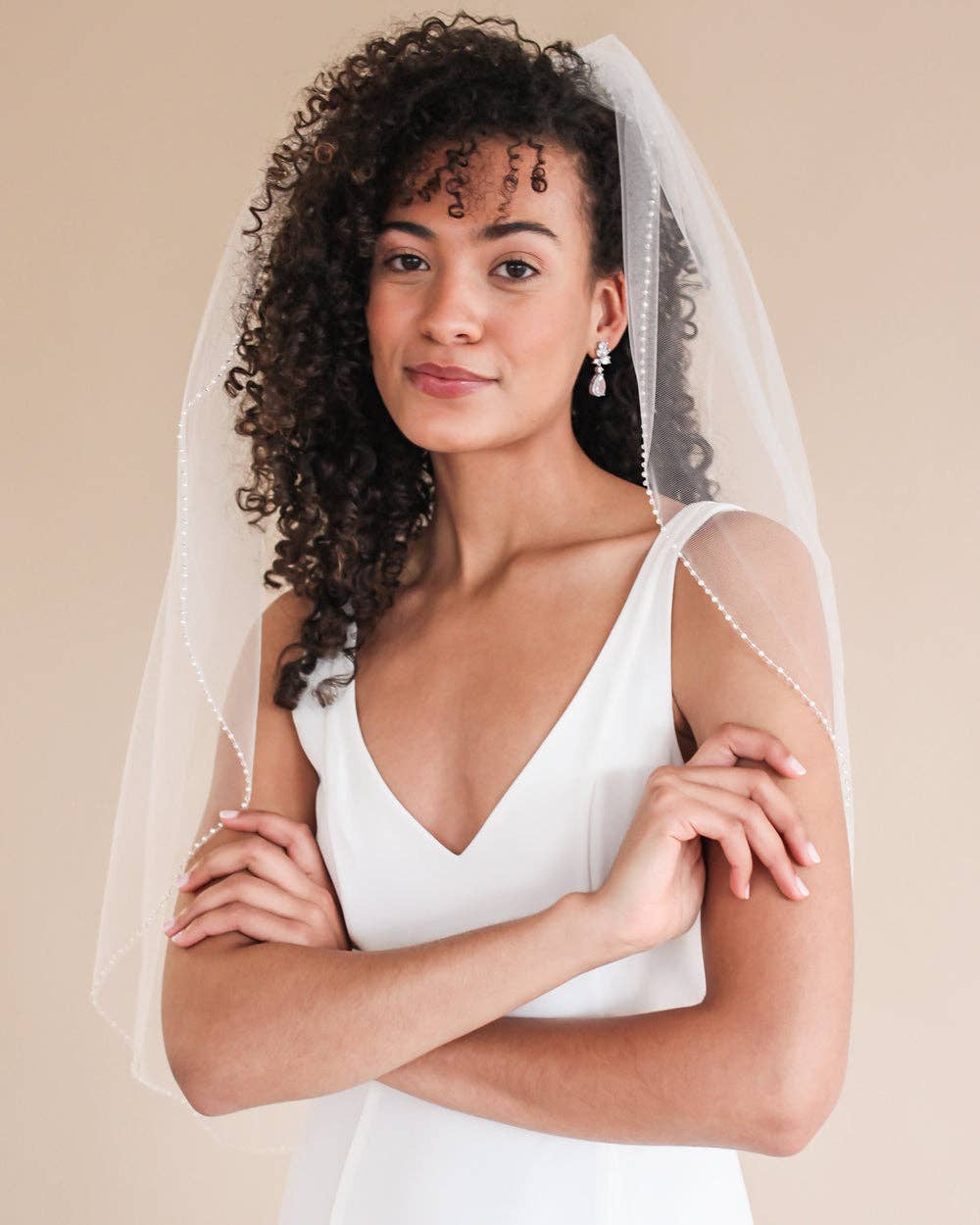 Simple Pearl Edge Wedding Veil