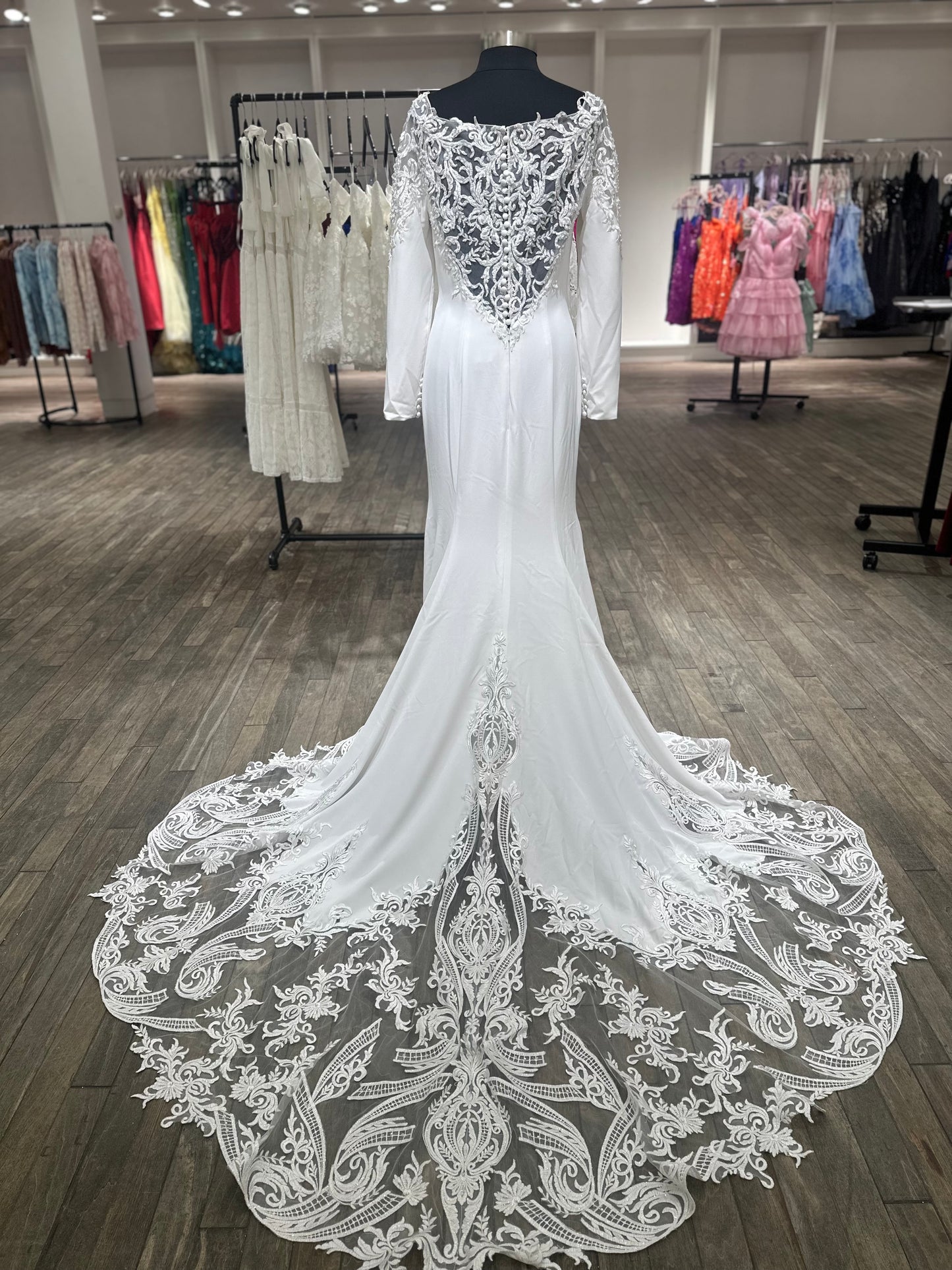 31153 Adrianna Papell Fit and Flare Crepe Wedding Dress