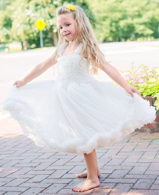 Girls White Tulle Sleeveless Princess Petti Dress