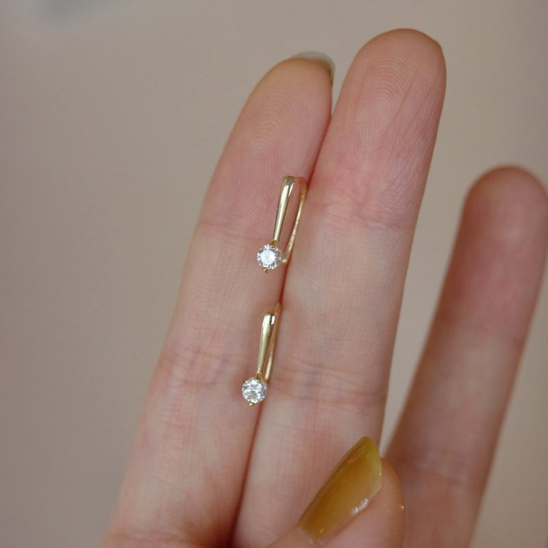 Dainty Geometric Huggie Hoop Earrings in 925 Sterling Silver