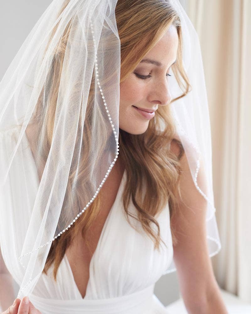Simple Pearl Edge Wedding Veil
