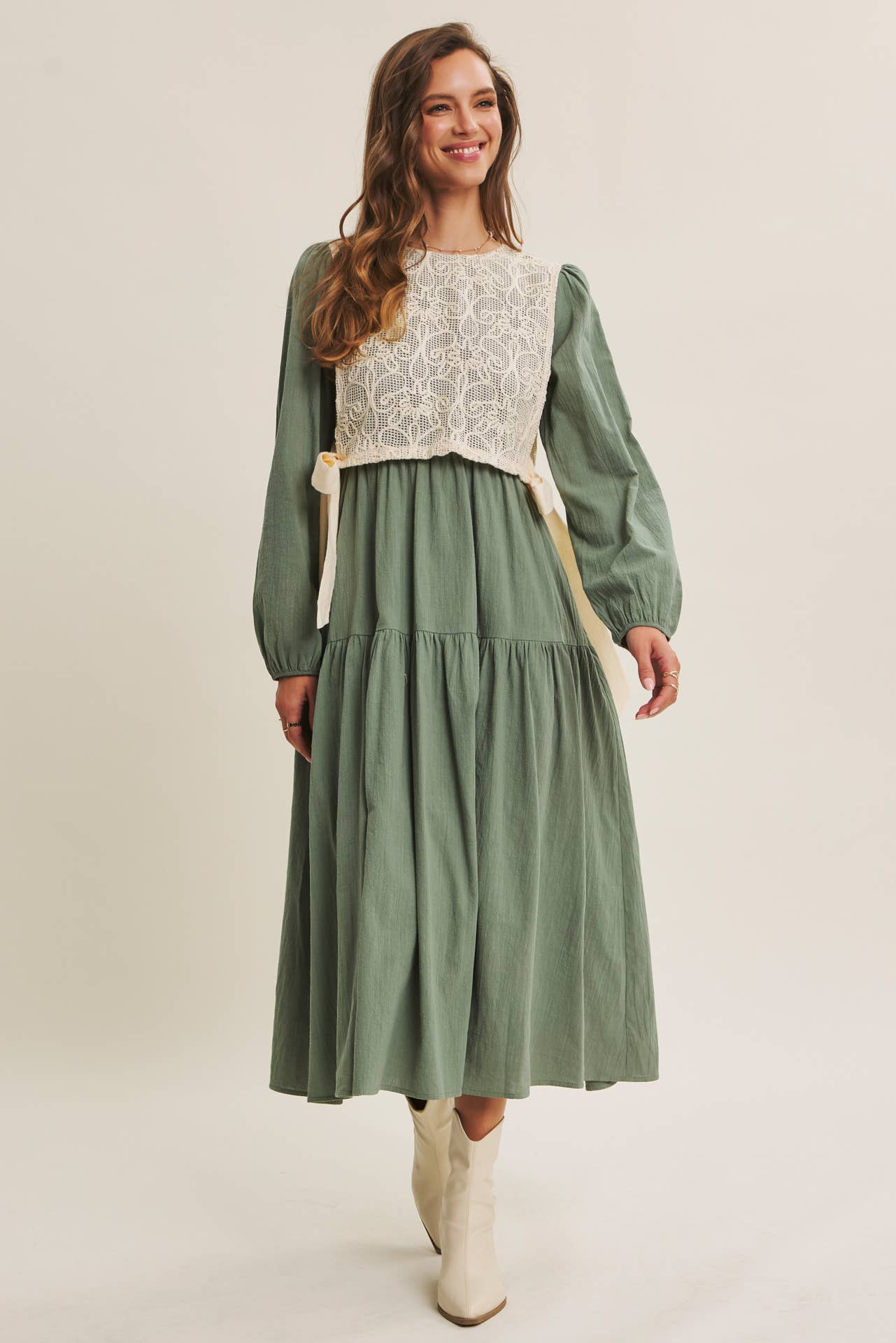 ROMANTIC WALKTHROUGH THE CITY CROCHET OVERLAY MAXI DRESS