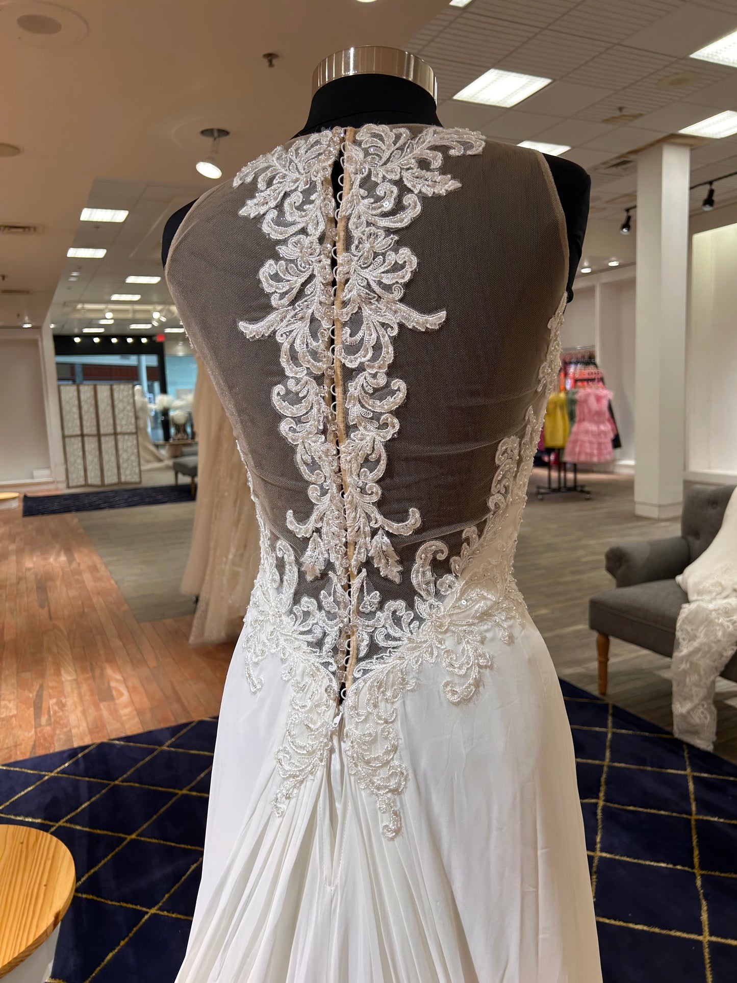 Savannah by Sean Philip A-line Lace Illusion Neckline