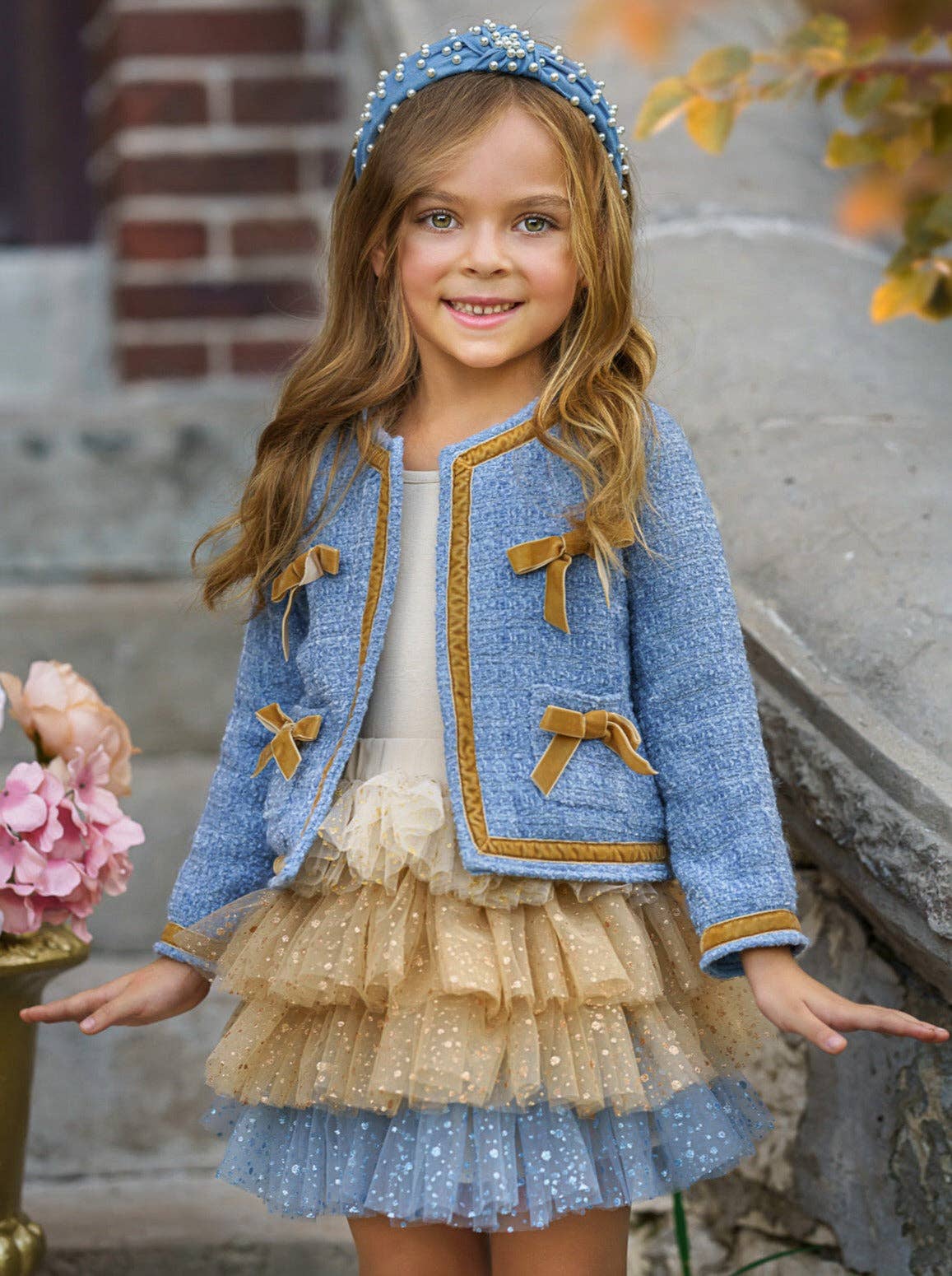 Hello Darling Blue Tweed Jacket & Tulle Skirt