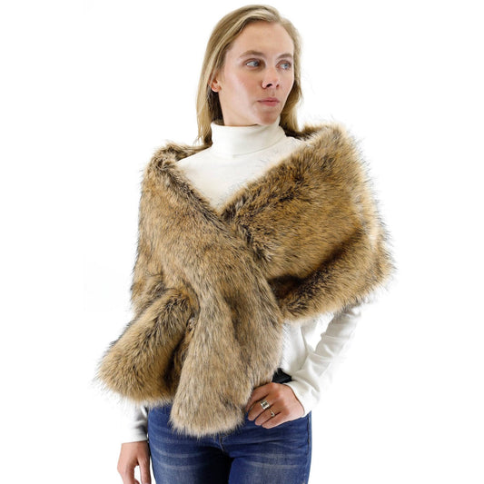 Faux Fur Shawl Wide