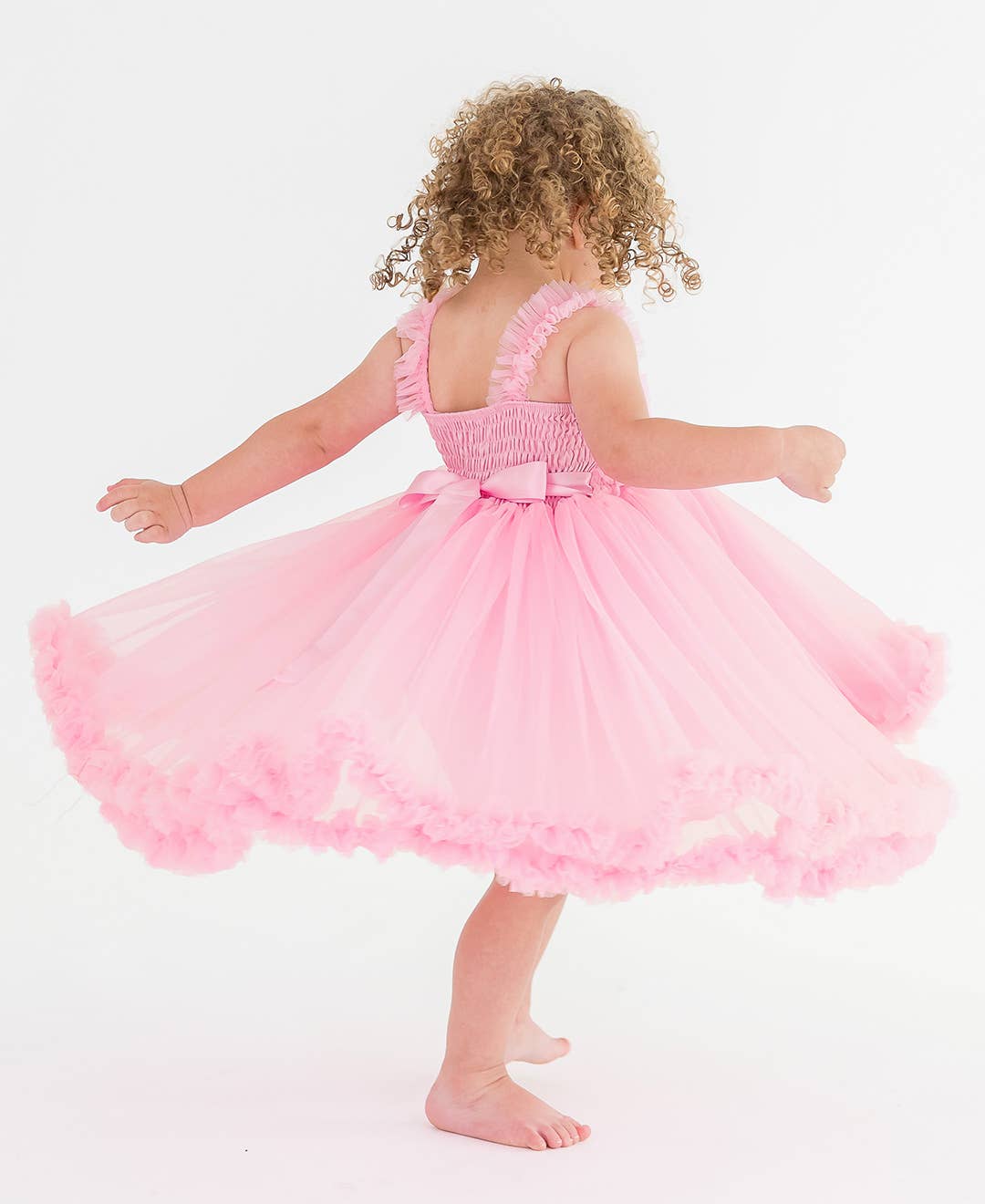 Girls Pink Tulle Sleeveless Princess Petti Dress