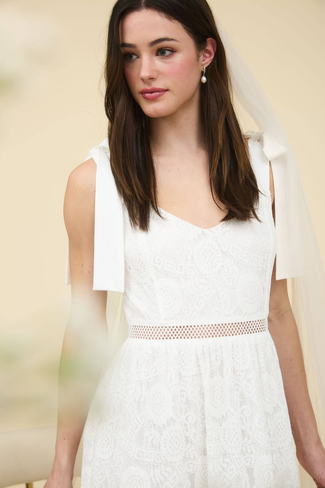 LACE TIE STRAP SHEER TRIM SLEEVELESS MIDI DRESS
