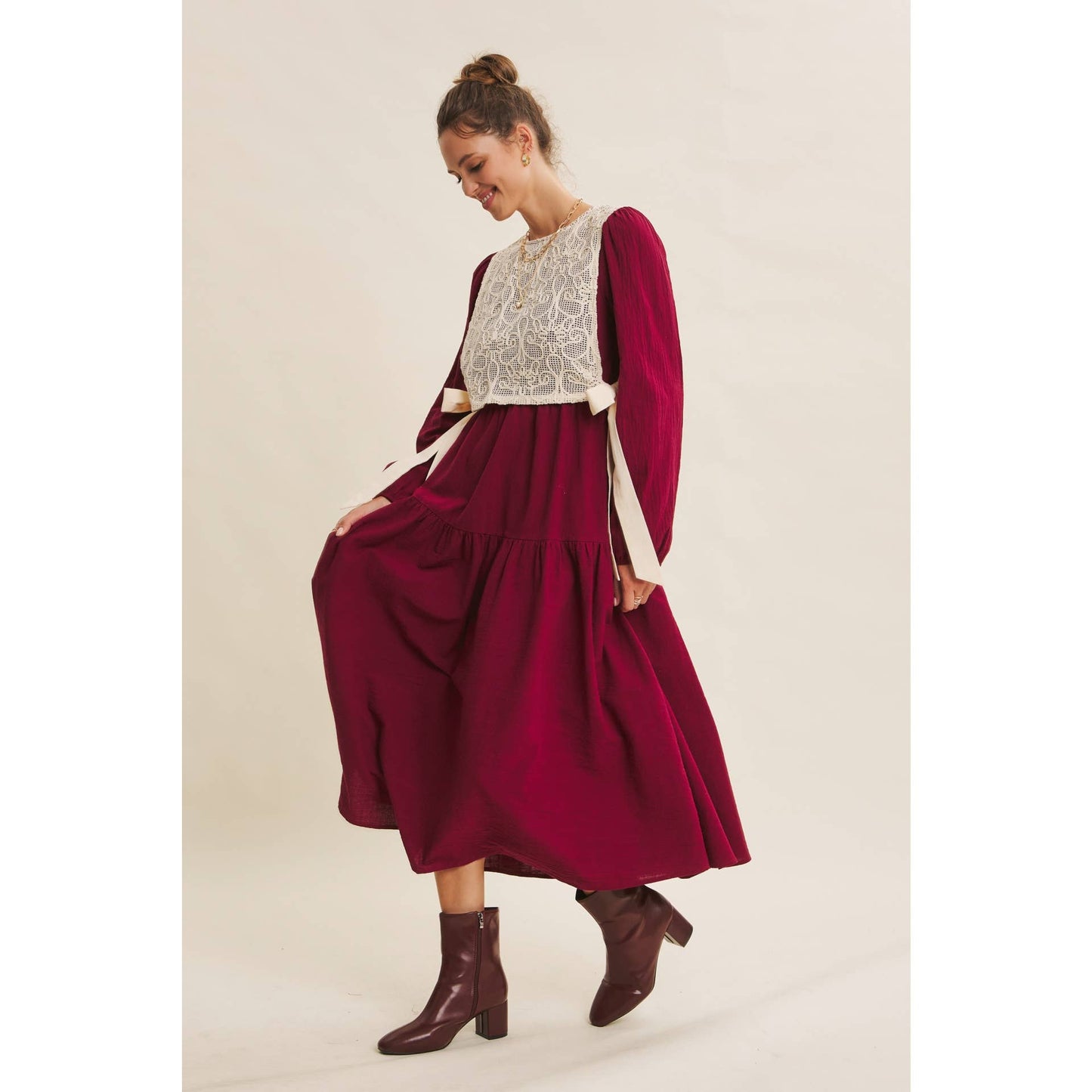 ROMANTIC WALKTHROUGH THE CITY CROCHET OVERLAY MAXI DRESS