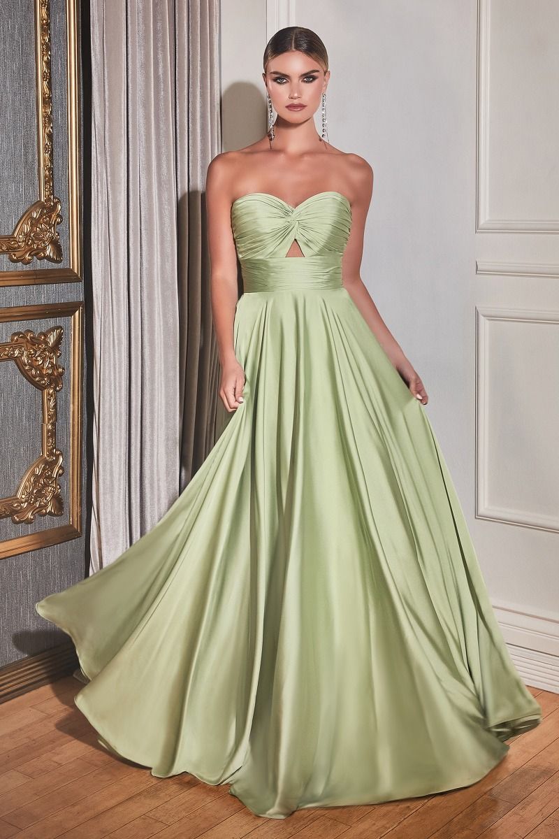 Strapless Satin A Line Keyhole Dress