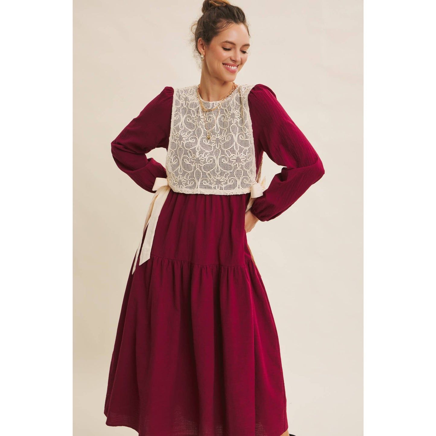 ROMANTIC WALKTHROUGH THE CITY CROCHET OVERLAY MAXI DRESS