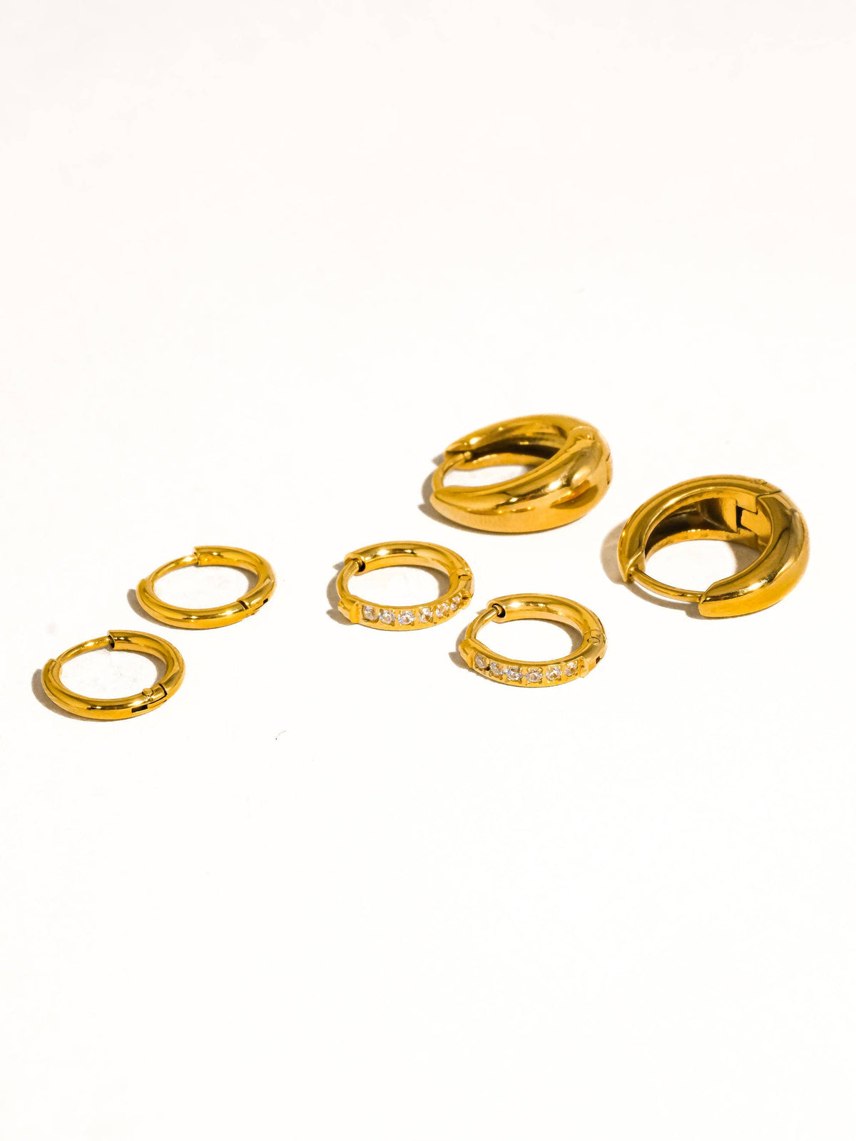 Rayon 18K Gold Non-Tarnish Glam Hoop Earring Set