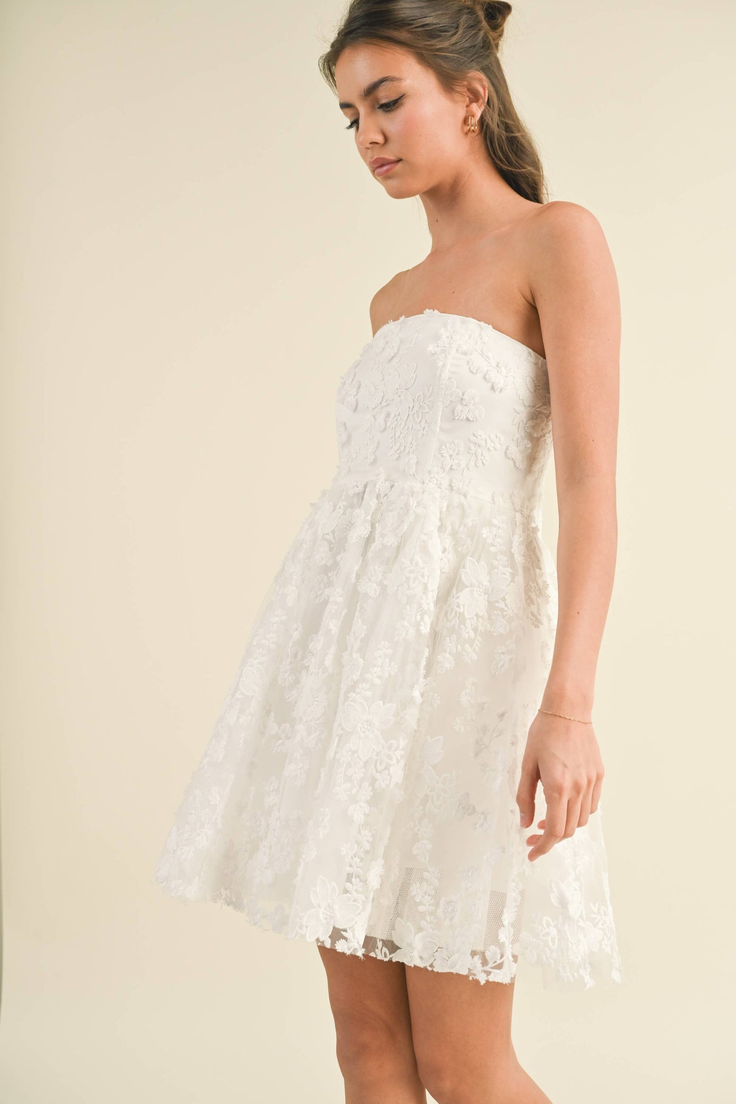 Textured Floral fabric A-Line Tube Dress