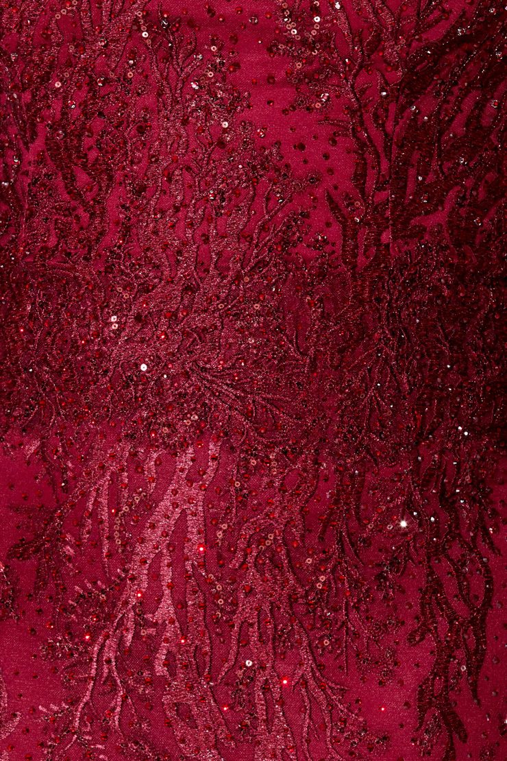 220D22 Fit & Flare Red Off Shoulder Mother's Dress by Ivonne D