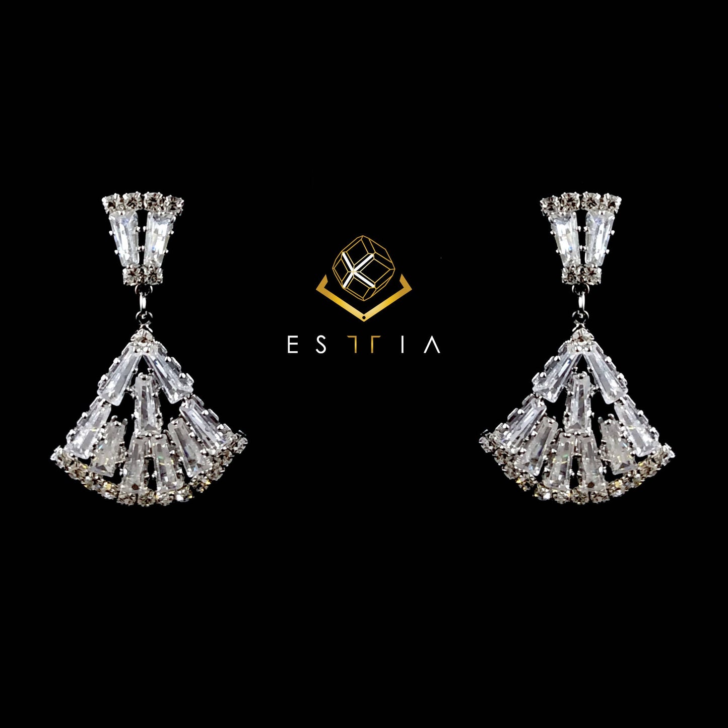 Chaé Fan cubic drop chandelier earring