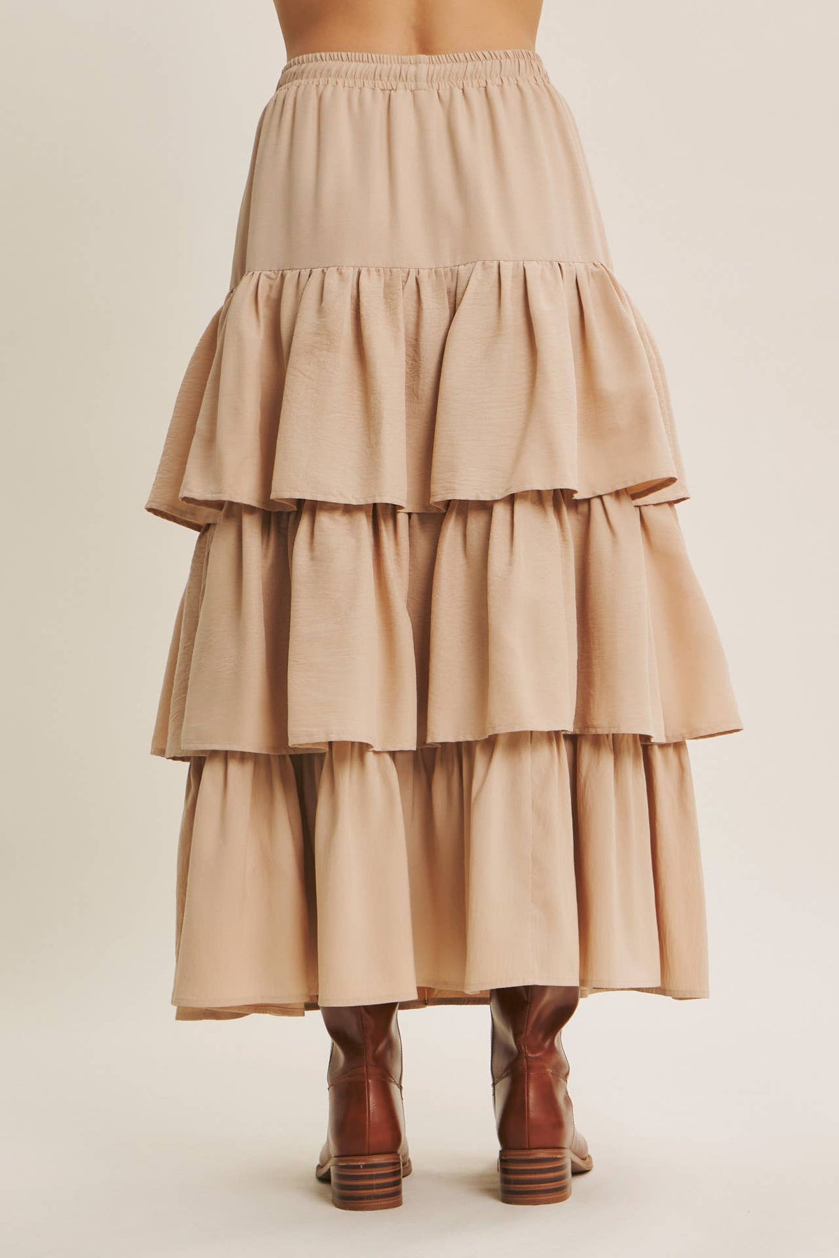 Tiered Volume Maxi Skirt W/ Pockets