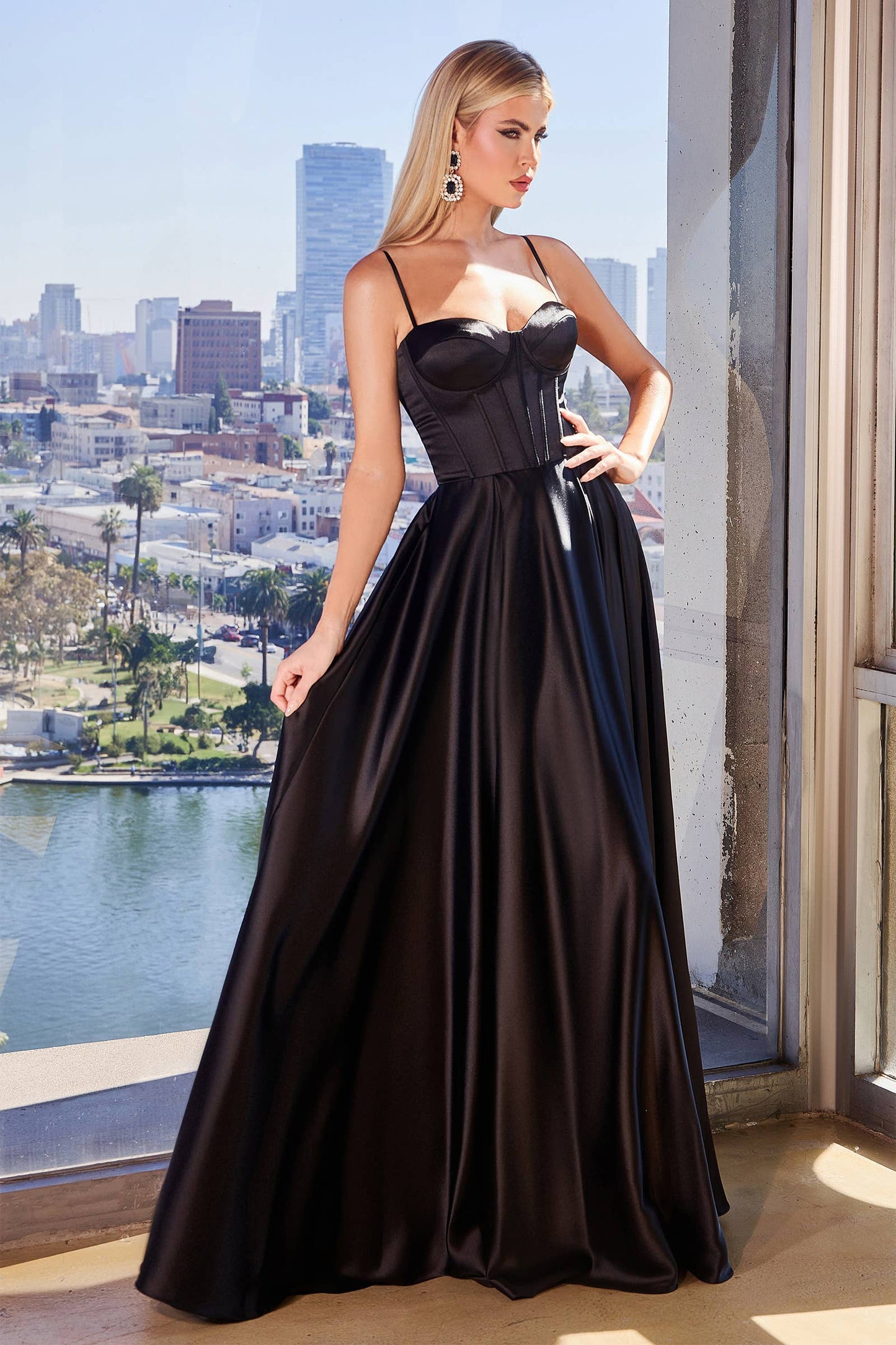 A-LINE SATIN BUSTIER DRESS