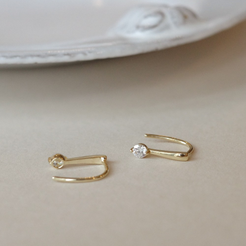 Dainty Geometric Huggie Hoop Earrings in 925 Sterling Silver